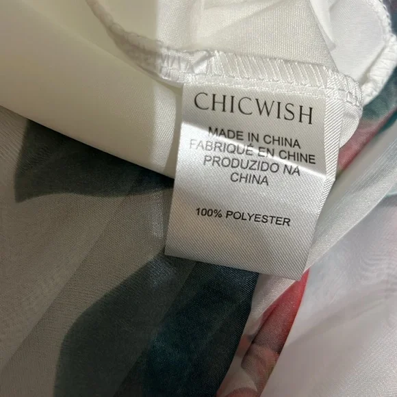 Chic Wish floral skirt - white with blue and coral - Picture 3 of 4